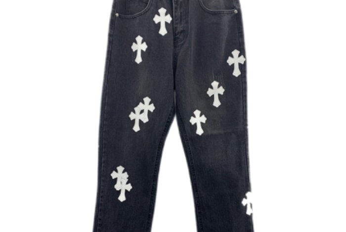 Chrome-Heart-Cross-Stitched-Jeans-Lather